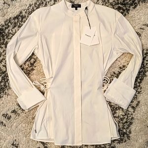 Theory laced button down blouse